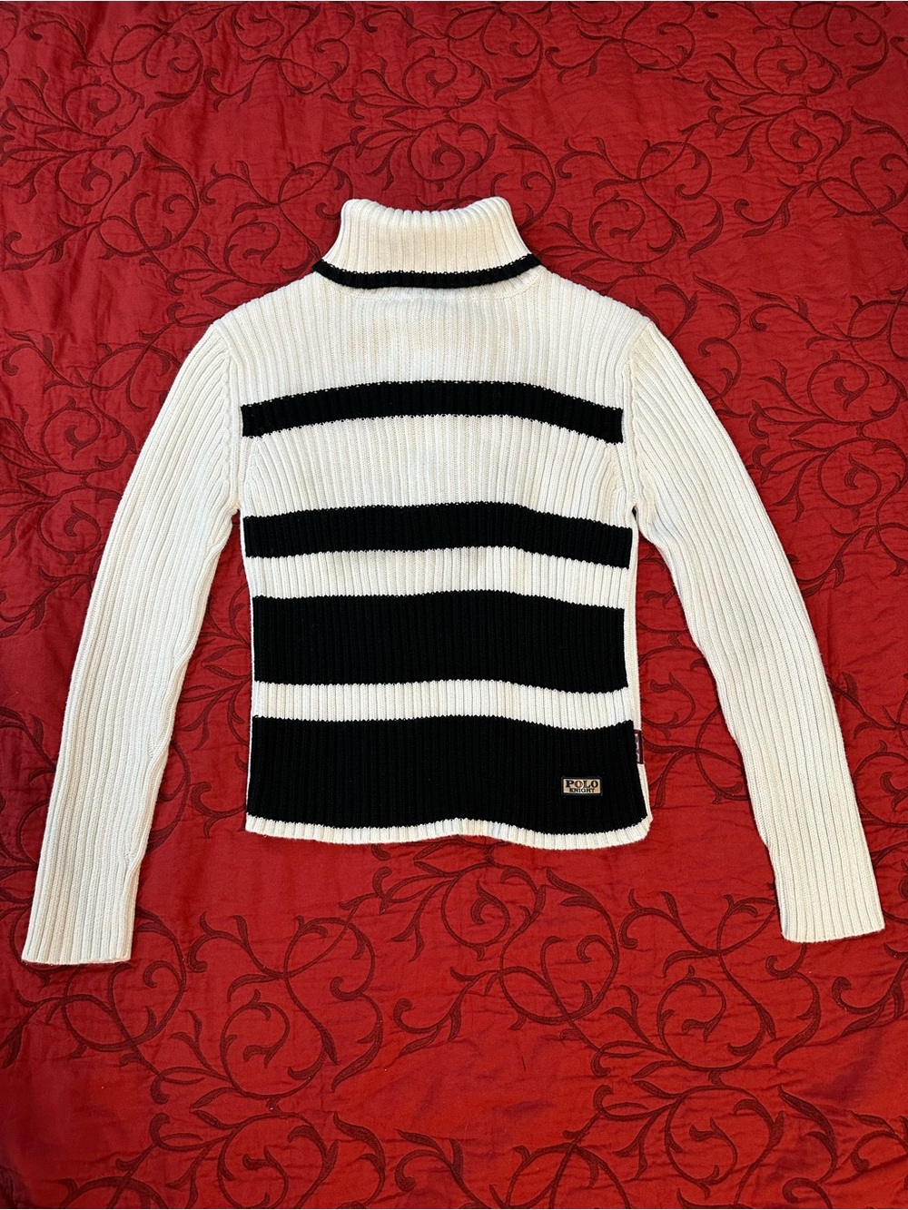 Polo By Ralph Lauren Black and White Ribbed Turtleneck Sweater